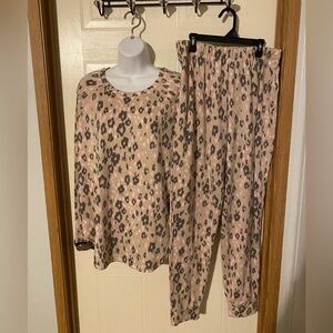 Cuddl Duds Brushed Knit lounge wear pj set animal print